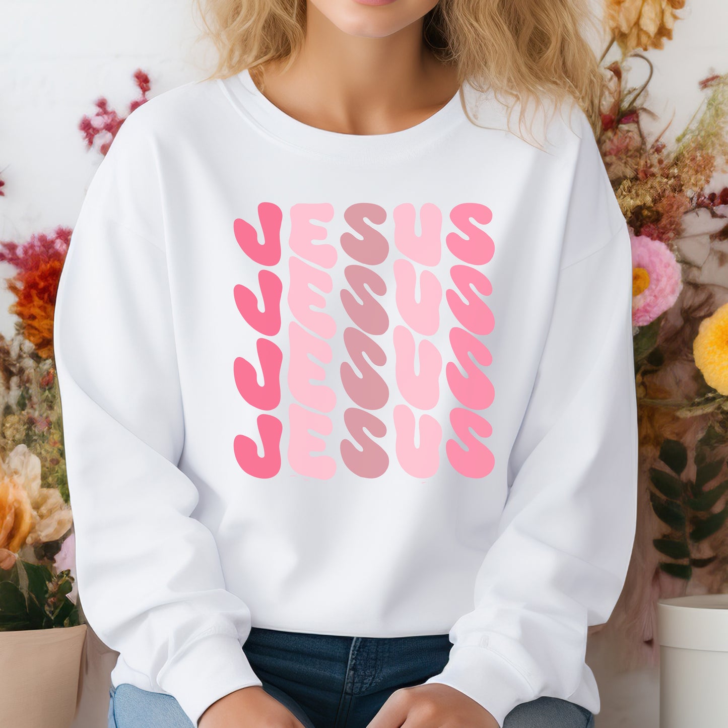 Jesus Retro Wavy Sweatshirt